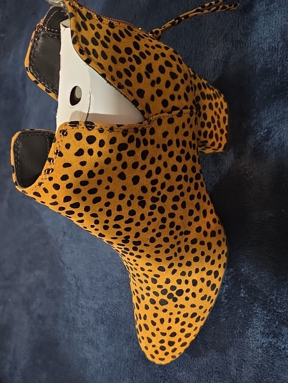 Qupid Mustard Yellow and Black Spotted Ankle Booties
